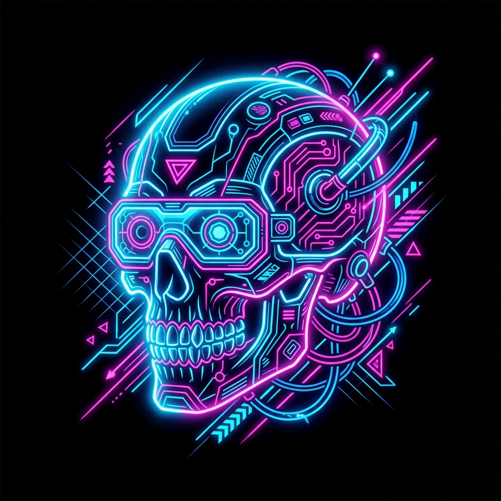 Neon Cyber Skull